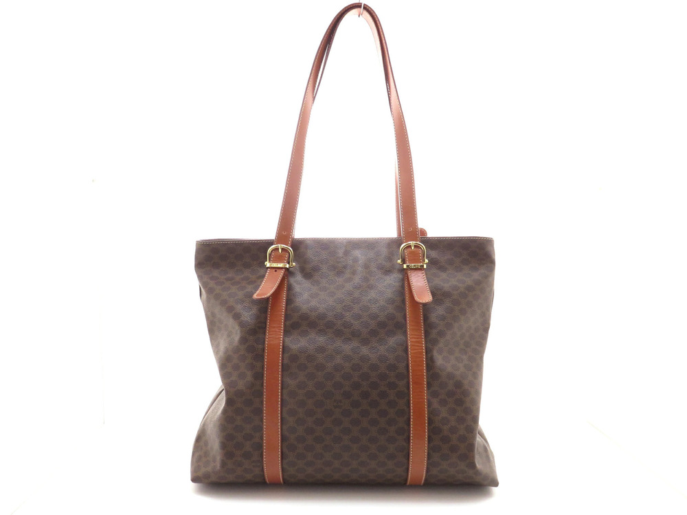 Celine Macadam Tote Bag Dark Brown Leather